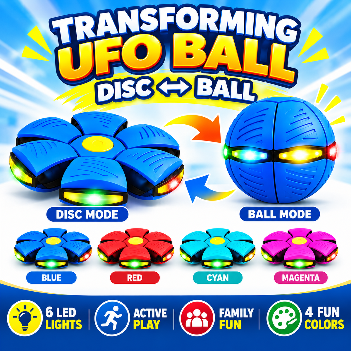 Transforming Flying Disc Ball – Throw, Catch & Transform Kids Toy