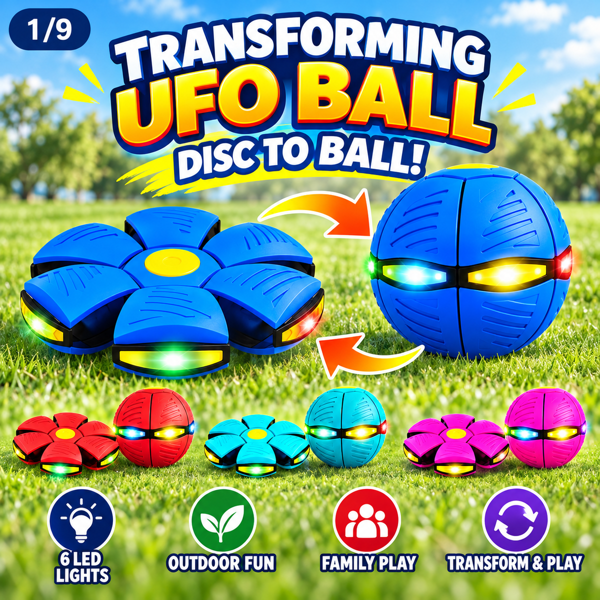 Transforming Flying Disc Ball – Throw, Catch & Transform Kids Toy