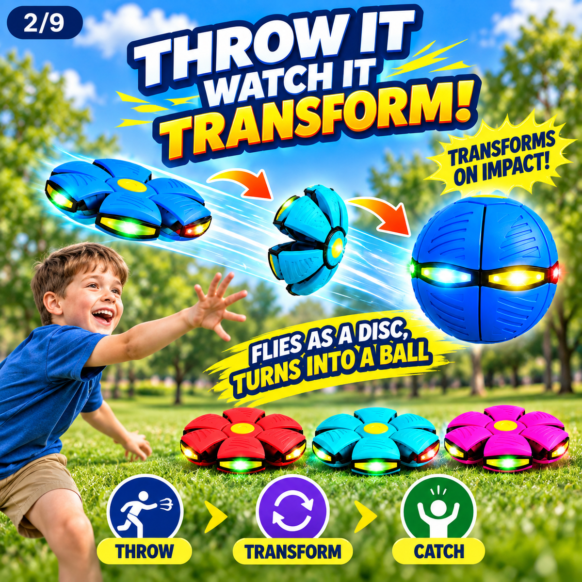 Transforming Flying Disc Ball – Throw, Catch & Transform Kids Toy