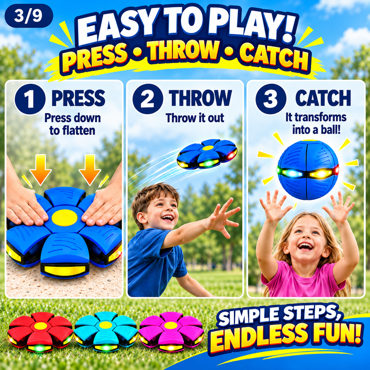 Transforming Flying Disc Ball – Throw, Catch & Transform Kids Toy