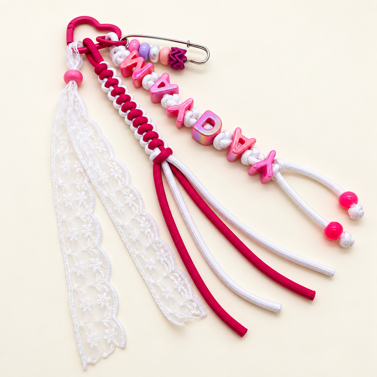 Personalized Name Bag Charm – Custom Letter Keychain with Braided Cord
